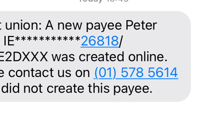 Smishing (SMS phishing) attempt